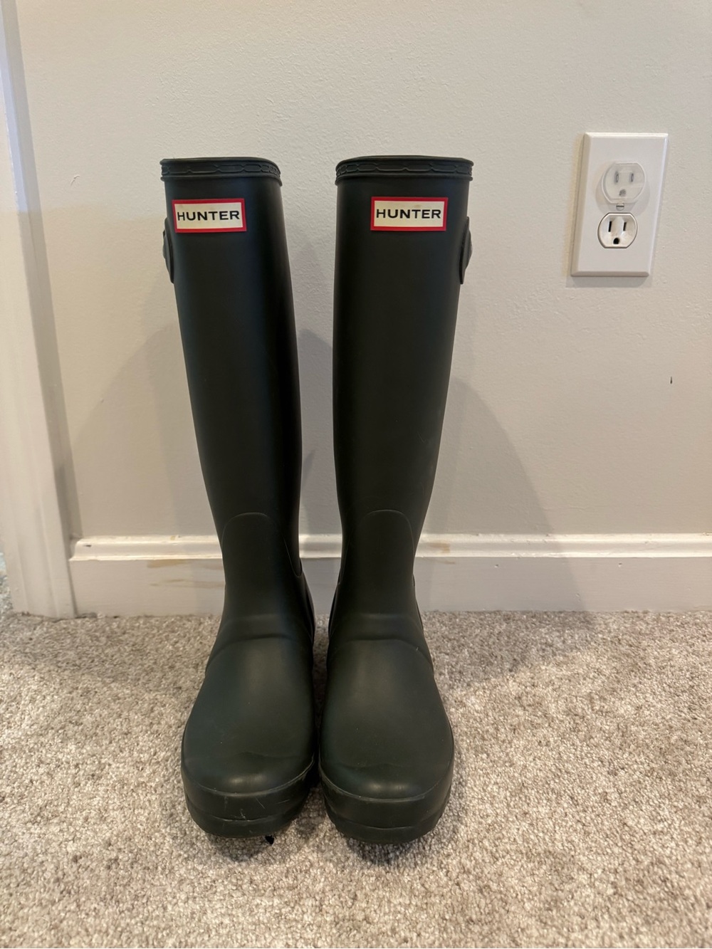 Hunter Matte Forest Green Knee-High Rain Boots